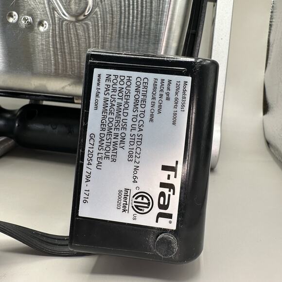T-Fal OptiGrill 8356s1 Automatic Sensor Stainless Steel Meat Grill Panini - Picture 7 of 7